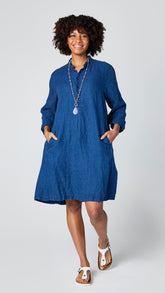 Llea Blue Jasmine - Indigo Linen Twill