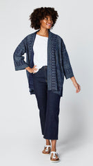 Indigo Cotton Kimono - Hmong Tribal