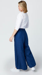 Llea Blue Becca Pant in Linen Twill