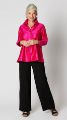 A-Line Silk Cocktail Blouse - Fuchsia