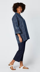 Indigo Cotton Kimono - Hmong Tribal