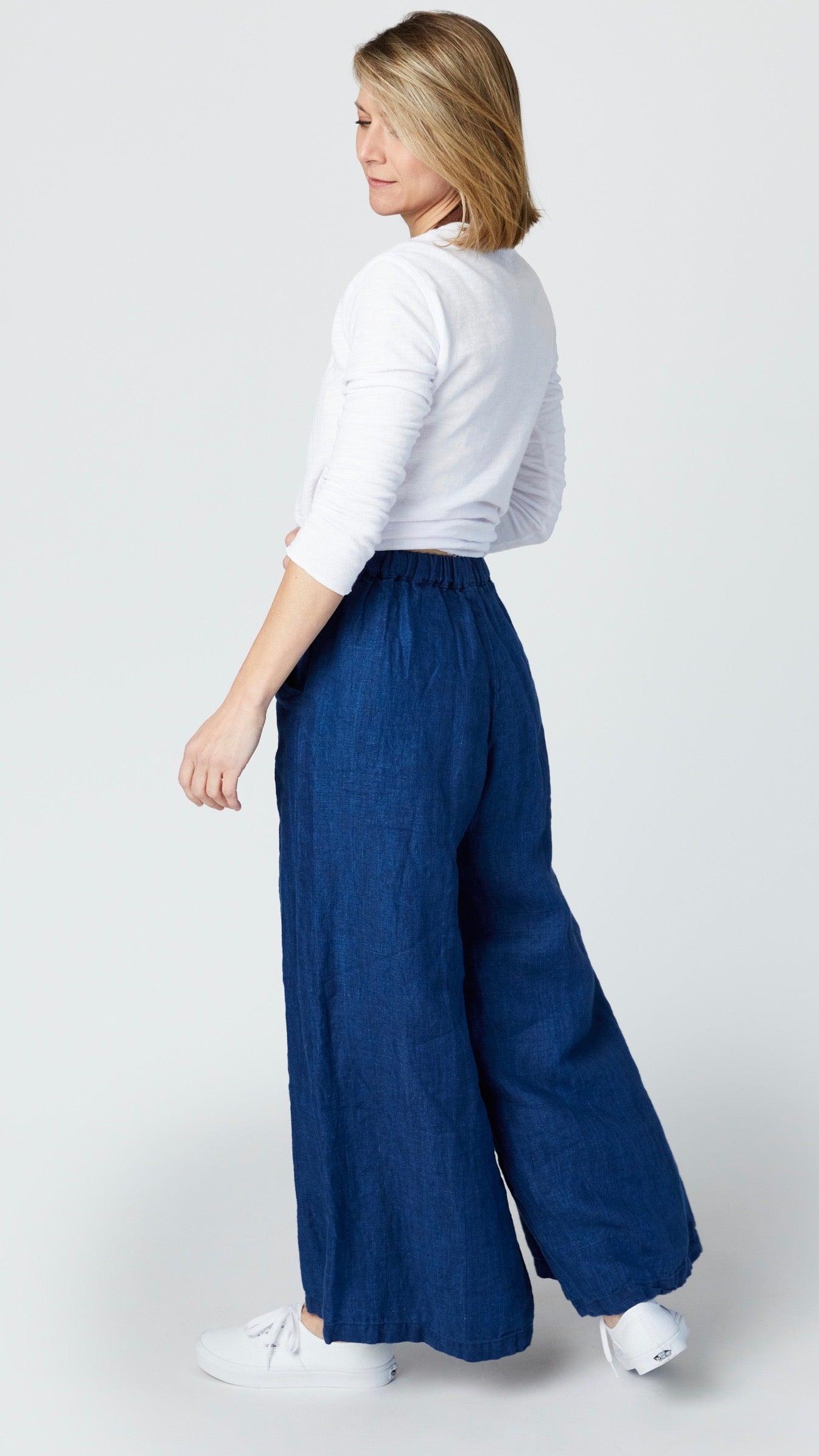 Llea Blue Becca Pant in Linen Twill