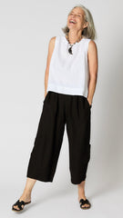 Hanky Linen Hi-Lo Button Back Tank