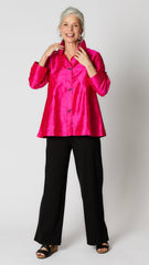A-Line Silk Cocktail Blouse - Fuchsia