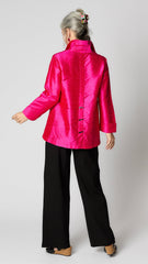 A-Line Silk Cocktail Blouse - Fuchsia