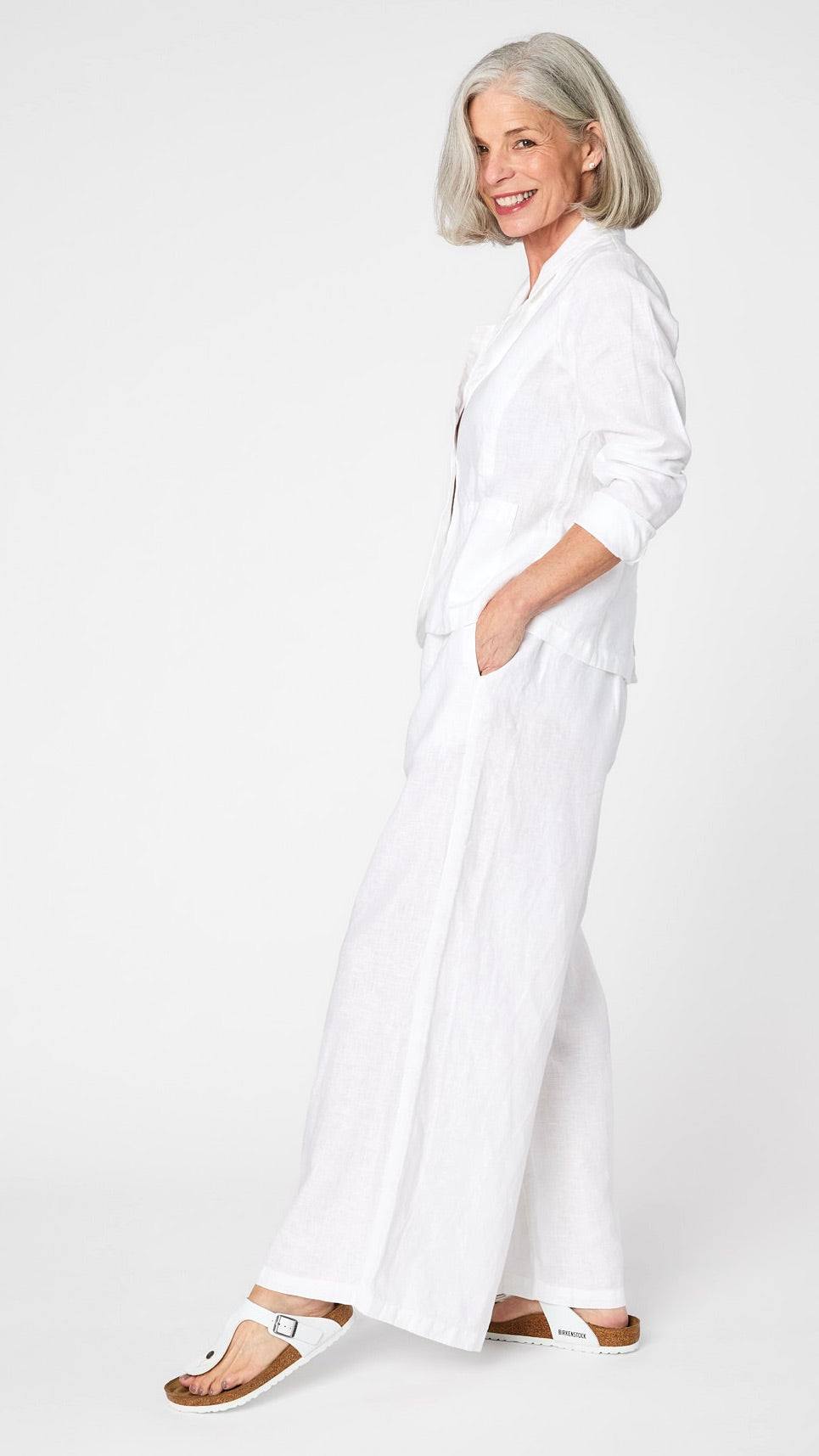Linen Weekend Blazer -White