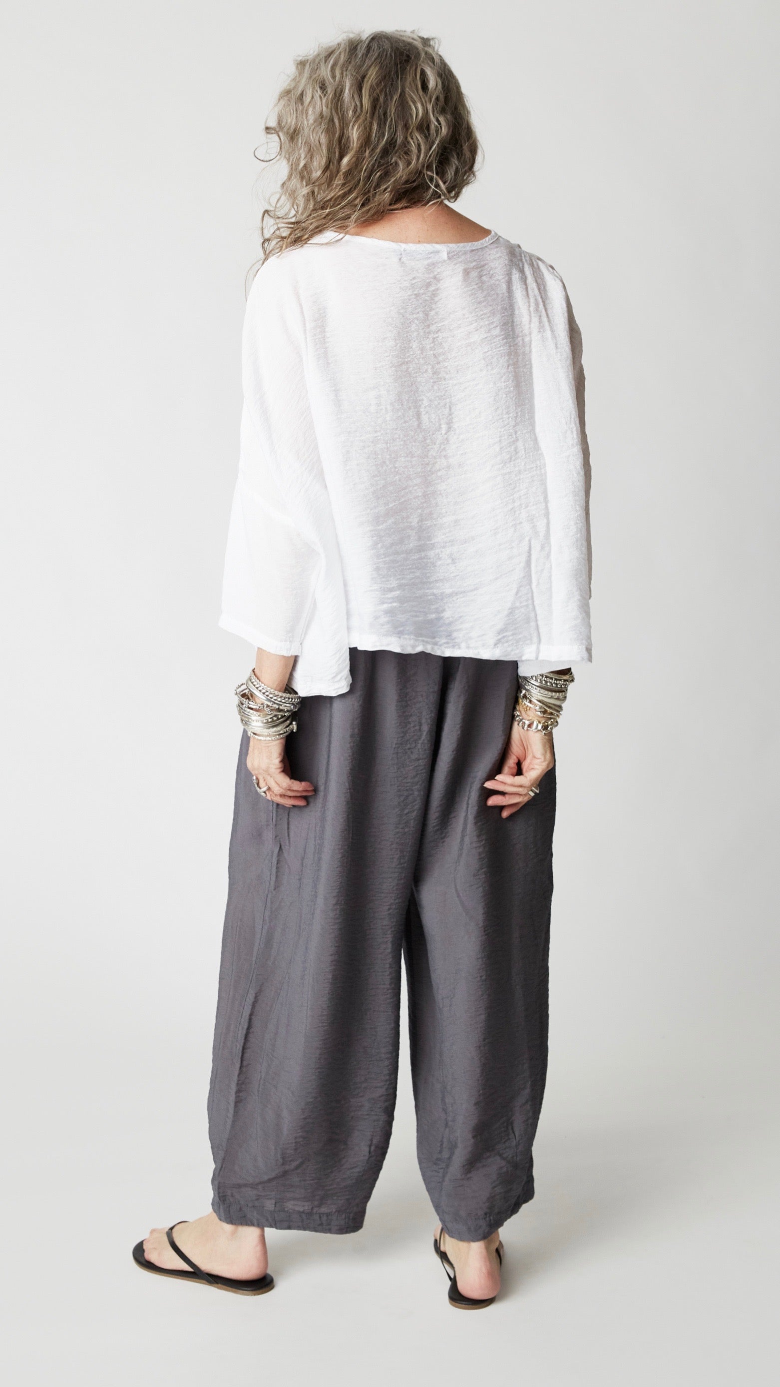 Cropped Top Parachute Rayon Black and White
