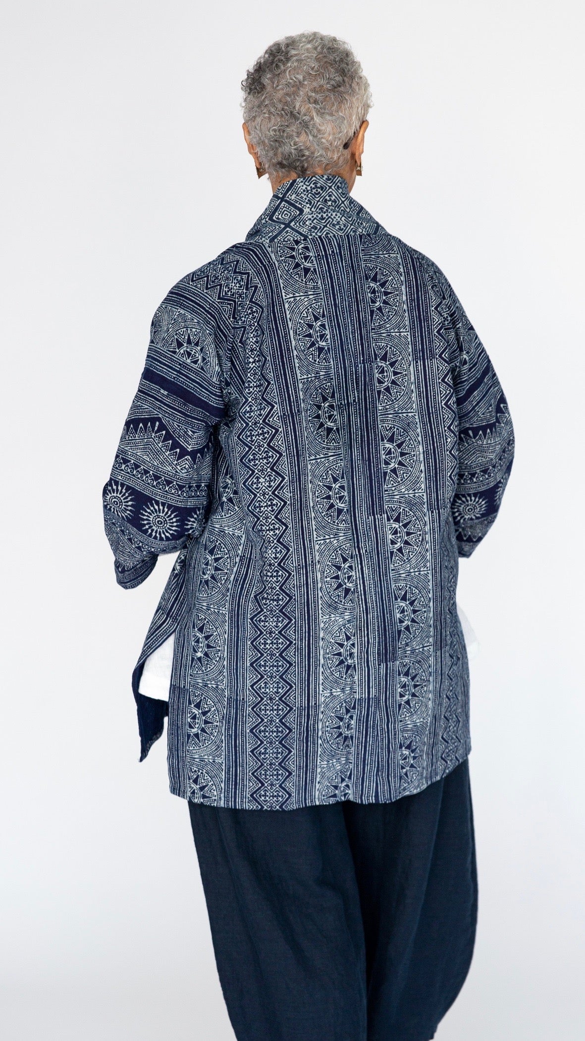 Indigo Cotton Kimono - Hmong Tribal