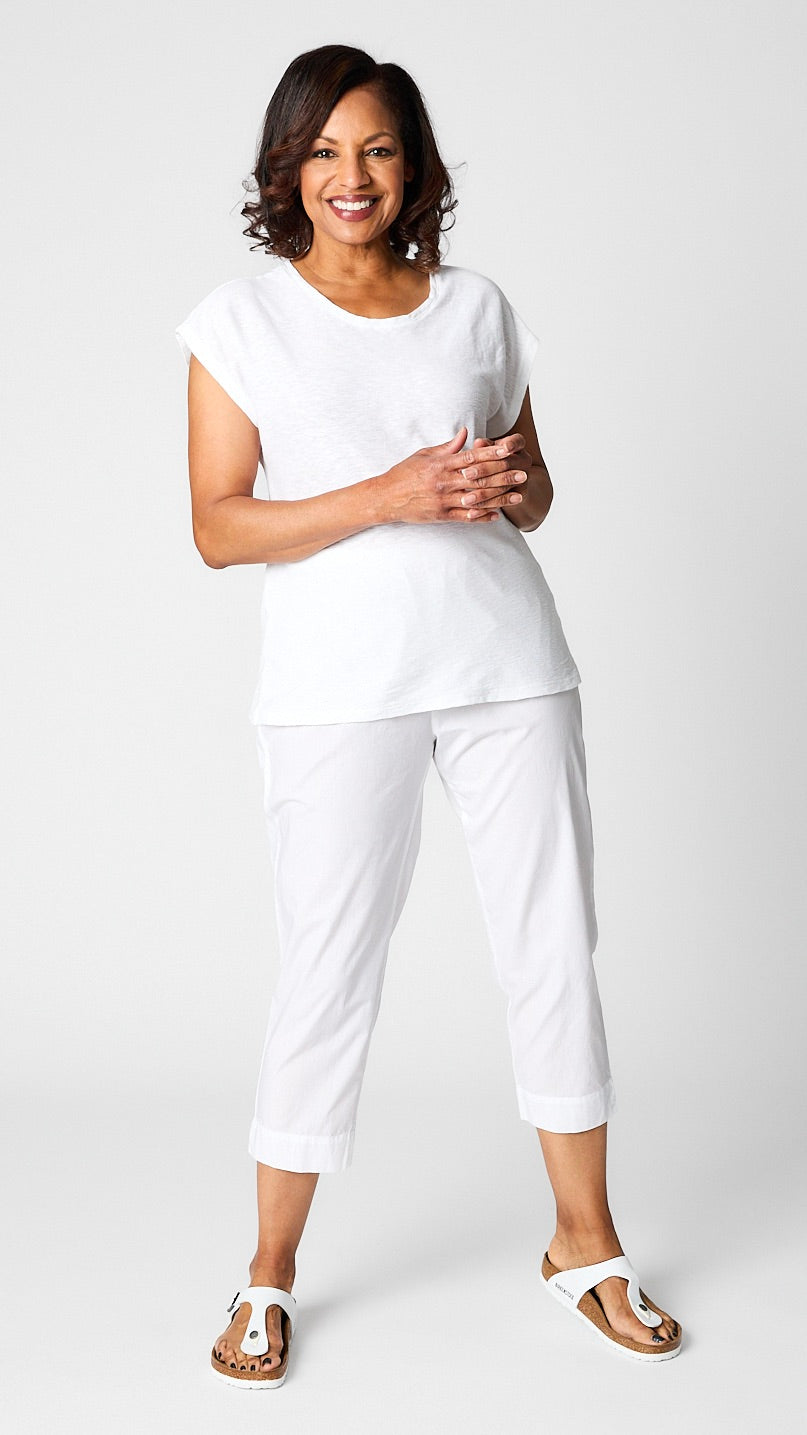 Organic Poplin Tapered Cropped Pant